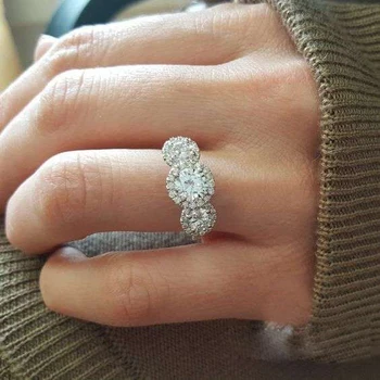 Mielas Romantiškas Kristalų Baltos Apvalios Cirkonis Žiedas Mados Vestuvių Žiedai Moterims Žada Meilės Vestuvinis Žiedas