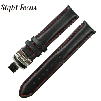 19mm 20mm Raudonas Susiuvimo Odos Dirželis Victorinox Tissot 1853 T41 T17 Žiūrėti Juostos Žvaigždė Serijos Drugelis Sagtis Watchband