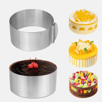 1PC Reguliuojamas Desertas Pyragas 3D Pelėsių Ištraukiama Kepimo Įrankių Rinkinys Dydis Reguliuojamas Ratas Putėsiai Žiedas Bakeware Virtuvės Įrankiai
