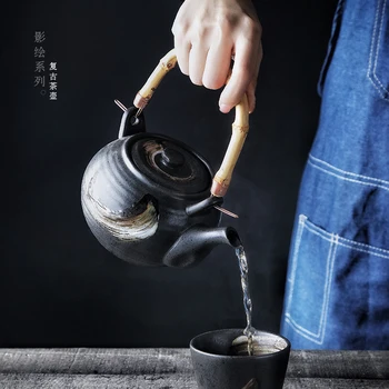 1PS taza de agua de cerámica Retro de estilo japonés, tetera para casa, Viešbutis, restoranas, tetera grande