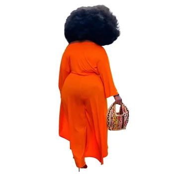 2 vnt Kelnes Rinkiniai Moteriški Drabužiai Plius Dydis 4XL 5XL Orange Afrikos Mados prarasti Aukštos Padalinta Amerikos Gatvės Atitikimo Rinkiniai