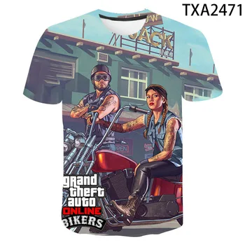 2021 Aukštos Kokybės 3D Spausdinimo Grand Theft Auto Žaidimo Gta Atspausdintas T-shirt Vyrai Moterų trumpomis Rankovėmis T-shirt Berniukų, Mergaičių Viršūnes Tee