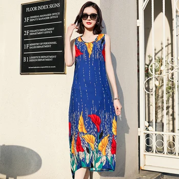 2021 Karšto Stilingas V-Kaklo Beach stilius Laisvalaikio Prarasti rankovių spausdinti Ilga Suknelė Spausdinti Gėlių Moterų Suknelės