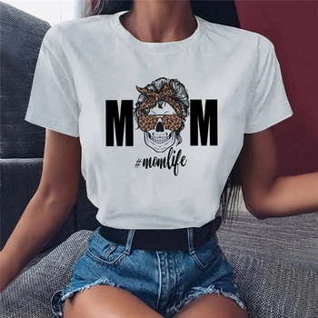 2021 Moterys T marškinėliai Mados Leopard Kaukolės Galvą Mama Gyvenime Spausdinti Moterų Tee Viršūnes Trumpas Rankovės O-Kaklo Vasaros Ponios marškinėlius XXXL