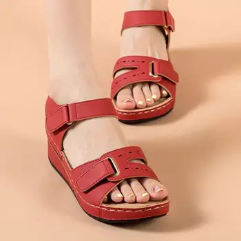 2021 Summer Women Sandals Retro Women Shoes Wedge Casual Shoes Woman Buckle Strap Soft Female Platform Sandals Chaussure Femme