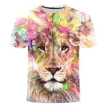 2021 naujas 3D gyvūnų liūtas 3D stiliaus modelis T-shirt vyrams vasaros 3D spausdinimo liūtas 3DT marškinėliai