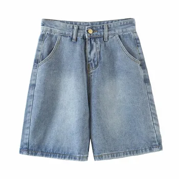 2021 naujas temperamentas mados dizaino aukštos juosmens Euro Amerikos kišenėje vasaros mėlyni džinsai moterų šortai