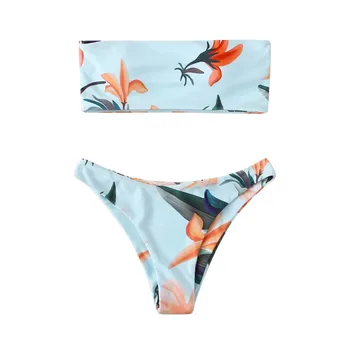 2021 populiariausi Bikini Aukštis Juosmens Moterims Gėlių Spaudinių Seksualus Bikini Push-Up Kamšalu maudymosi kostiumėlį, maudymosi Kostiumėliai, Paplūdimio Nustatyti купальник
