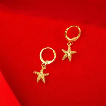 24K Aukso Užpildytas Auskarai Moterims Jūros Žvaigždė Nukris Earing Brincos Femme Pendientes Mujer Vintage Papuošalai Accesories Šalis Dovanos