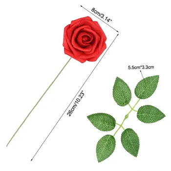 25pcs Dirbtiniais Rožių Žiedų su Kamieninėmis Vestuvių Dirbtinės Gėlės, Papuošalai 8cm Putų Puokštė Namų Deorative Netikrą Rožių Gėlių