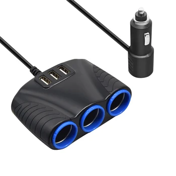 3 Būdas Cigarečių Degiklio Lizdą Splitter 5V 3 USB Įkroviklio Maitinimo Adapteris Automobilių SUB Pardavimas