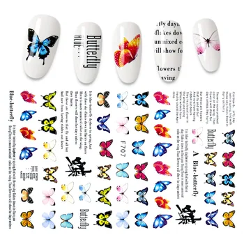 3D Nagų Lipduką Spalvotų drugelių lipdukai nagų Folija Meilė Širdies Dizaino Nagai Priedai Mados Manikiūro Lipdukas