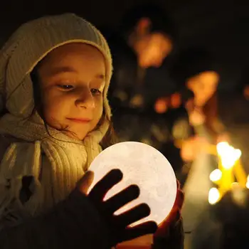3D Spausdinimo Mėnulio Lempos Įkrovimo Spalvų Kaita, LED Nakties Šviesos Jutiklinį Jungiklį Naktiniai Žibintai Vaikų Žibintai Naktį Lempa Namų