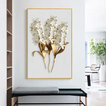 3D White Gėlių Nuotraukos Sienos Meno Tapybos Drobės Skandinavijos Plakatus Spausdina Tapybos Nuotraukas, Svetainės Namo Sienų Apdaila
