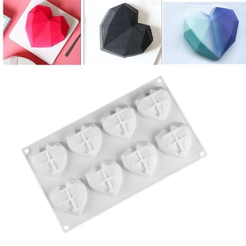 3D Širdies Formos Deimantai, Meilė, Šokolado Liejimo formos Saldainiai Pelėsių Vestuvių Kepimo Sponge Šifono Putėsiai Desertas Silikono Formos Saldainiai