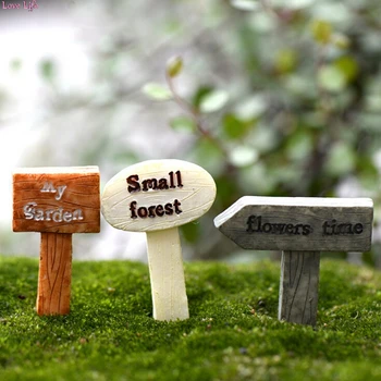 3pcs Miniatiūros Pasakų Sodo Gnome Moss Terariumai Dekoro Iškaba Bonsai Figūrėlės Micro Kraštovaizdžio Dervos Amatų Pasirašyti Valdybos