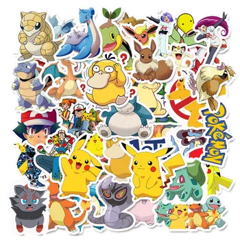 50Pcs Pokemon Lipdukai Pikachu Charizard Anime CartoonToys Vaikai Motociklai, Riedlentės, Telefonai 