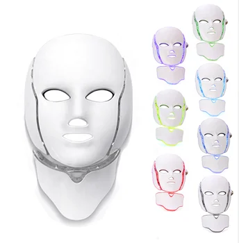 7 Spalvų LED Šviesos Theraphy Veido Slaugos Kaukė su Kaklo korėjos Anti-senėjimo PDT Grožio Prietaisą, Balinimo ir Švelninamasis Veido