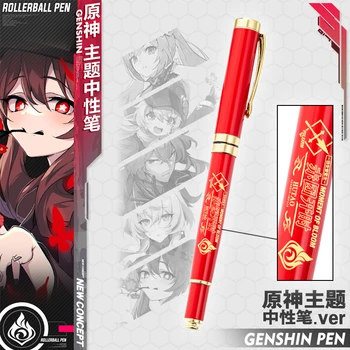 Anime Genshin Poveikio Zhongli Keqing Klee Cosplay Studentas Metalo Raštinės Reikmenys Rollerball Pen Animacinių Filmų Tušinukas Kalėdos Dovanas