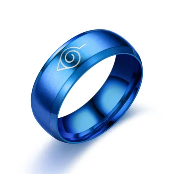 Anime Lapų Žiedas Konoha Kaime Symbal Logotipas Ženklas Sasuke Periferinių Žiedas, Nerūdijančio Plieno, Titano Papuošalai Plieno Papuošalai, vyriški Žiedas