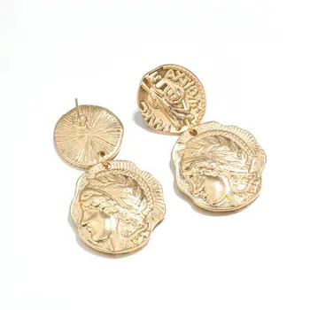 Antikvariniai Aukso Medusa Monetos Portretas Baroko Lašas Auskarai Moterų Mados Juvelyrika