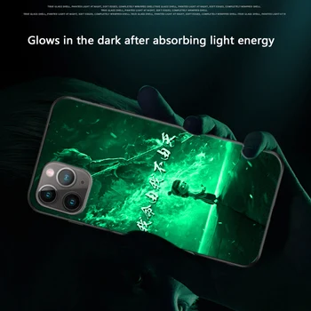 Aurora Šviesos Stiklo Telefono dėklas Skirtas iPhone 11 Pro Max X XS MAX XR Galinį Dangtelį iPhone 6 S 7 8 PLUS SE 2020 Naktį Spindi Atveju