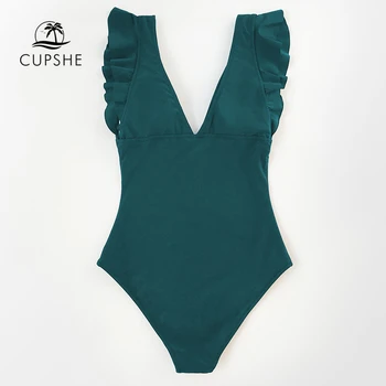 CUPSHE V-kaklo Susiėmę vientisas Seksualus maudymosi kostiumėlį Kietas Kryklė, Atvira nugara Moterys Monokini Paplūdimio 2021 Paplūdimio Maudymosi Kostiumai, maudymosi Kostiumėliai,