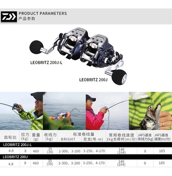Daiwa Žvejybos ritės LEOBRITZ 200JL Elektros žvejybos ritės, pagamintas japonijoje, Giliai vandenyno jūros laivų žvejybos ritės