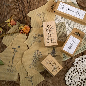 Derliaus Eukalipto lapai ramunės žolės apdailos antspaudas medinių antspaudų už scrapbooking kanceliarinės prekės 