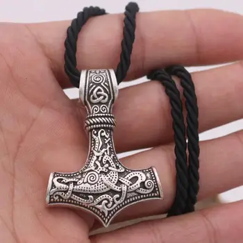Didelių Skandinavų Vikingų Thor ' s Hammer Mjolnir Pakabukas Karoliai choker Viking Amuletas Skandinavijos pakabukas karoliai Vyrų Papuošalai
