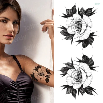 Eskizas gėlių, geometrinių rose tatuiruotė lipdukas eskizai tatuiruotė dizaino, mados vandeniui, tatuiruotė netikrą vandeniui tatuiruotė mergaitėms