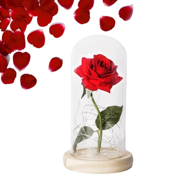 Eternal Rose 24K Aukso Romantiška Rožė Stiklo Kupolas su LED Šviesos Dovanos, Namų Dekoro Valentino Diena Vestuves Jubiliejus