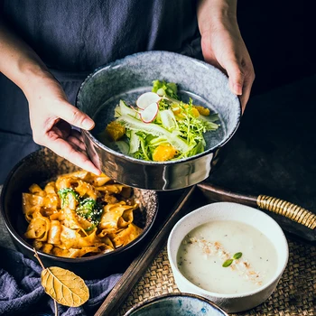 FANCITY Japonų stiliaus pudingas dubenėlį vaisių salotų dubenį keramikos dubenėlį restoranas didelių vištienos karis dubenį restoranas giliai sriuba bowl