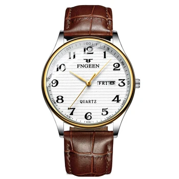 FNGEEN Prekės ženklo Vyrai Laikrodžiai, Nerūdijančio Plieno, atsparus Vandeniui Vyras Žiūrėti Kvarco Sporto Laikrodžiai Digital Data Savaitė Vyrų Laikrodis Reloj Hombre