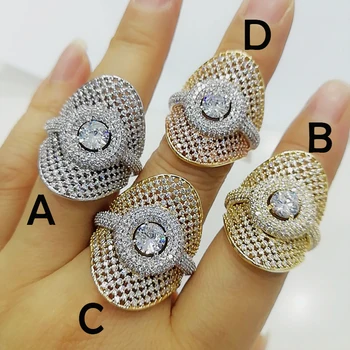 GODKI Kietas Prabangūs Prašmatnus Skrybėlę Dizaino Bold Žiedai su Cirkonio Akmenys 