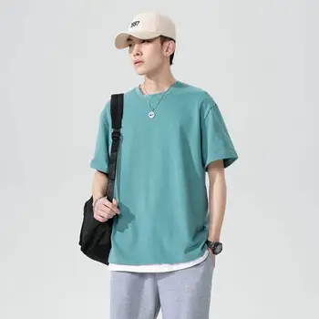 Han vyriški t-shirt trumparankoviai trumpas pusė rankovėmis grynos medvilnės banga prekės ženklo super karšta ruffian gražus madingų drabužių