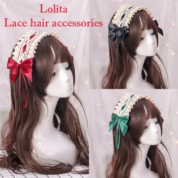 Helovinas Šalis Lolita nėrinių šukuosena Anime tarnaitė Saldus, Cosplay Kostiumai, lankelis Juostelės Mielas plaukų aksesuarai cos Headqwear