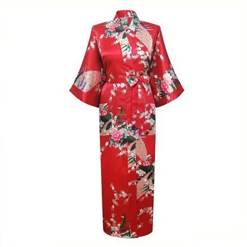 Ilgai Stilius Laisvas Japonijos Satino Povas Moteris Yukata Suknelė Sleepwear Rytų Kimono Haori Kinijos Qipao Pižamą Skraiste, Japonija