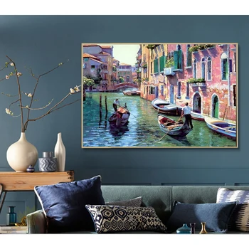 Italija Venecija Aliejumi tapytos Skaičius Namą, gyvenamojo Kambario Sienos Dekoracija 