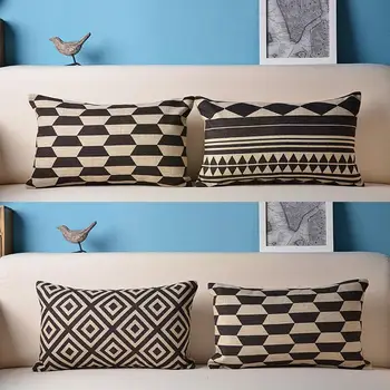 Juodos Abstrakčios Geometrinis Modelis Užvalkalas vienpusis Sofa Gyvenimo Lino Dekoratyvinės Pagalvėlės Juosmens Pagalvę Namų Padengti Kambarys A8T3