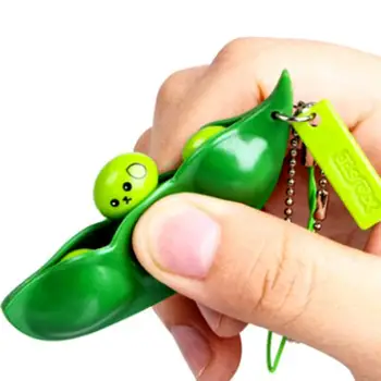 Juokinga Įtempių Išskleidimo Žaliųjų Pupelių Nuspaudžiant Žaislas Telefonas Raktų Pakabukas