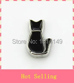 Karšto pardavimo juoda katė plūduriuojantis pakabukai gyvenimo stiklo plūduriuojantis atminties apranga
