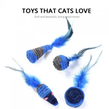 Katė Self-excited Žaislas Tamsiai Mėlynos Serijos Plunksnų Žaislų Namuose Kovos su depresija Pliušinis Lynų Vyniojimo Kačių Žaislai Interaktyvus Stick Bell Ball