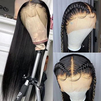 Kaulų Tiesiai žmogaus plaukų nėriniai priekinio perukai už juodaodžių Moterų Prieš Nupeštos Su Kūdikio Plaukų Brazilijos 13x4 30 40 Colių Nėriniai Priekiniai Perukas