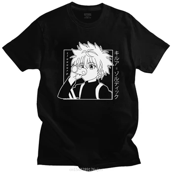 Kawaii Hunter X Hunter Marškinėlius Vyrams trumpomis Rankovėmis Killua Zoldyck T-shirt Įrengtas, Anime, Manga, Marškinėliai, Minkštas Lycra Drabužius Lycra