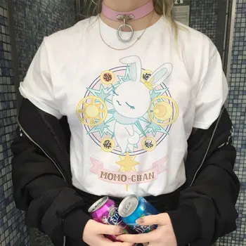 Kawaii Kortelės Gūstītājs Sakura Magic Girl Marškinėliai Drabužių Japonijos T-shirt Juokinga, Moterų Topai Harajuku Grafinis Ulzzang Tees Elegantiškos Moters