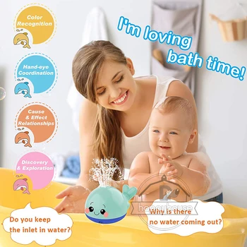 Kūdikių Vonios Žaislų, purškiamo Vandens Dušas Maudymosi Žaislai Vaikams, Elektros Banginis Vonia Kamuolys su Šviesos Muzika, LED Šviesos Žaislai ool Vonios Žaislas