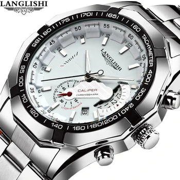 LANGLISHI 2021 Vyrų Laikrodžiai Verslo Kvarco Žiūrėti Vyrų Nerūdijančio Plieno Sporto Vandeniui Data Laikrodžius Relogio Masculino