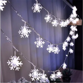 LED Lauko Snowflower Šviesos Eilutę Girliandas Patalpų Apšvietimas su baterijomis Girliandą Vestuvių papuošalai Kalėdų Pasakų Žibintai