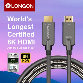 LONGON Sertifikuota kaip hdmi2.1 Šarvuotos Optinio Pluošto 8K Kabelis 4K120hz eARC HDR 144Hz kaip hdmi2.0 PS5 RTX3070 3080 Xbox TV 10m, 20m 100m